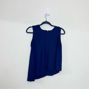 Hyfve navy blue asymmetrical sleeveless blouse, size small
